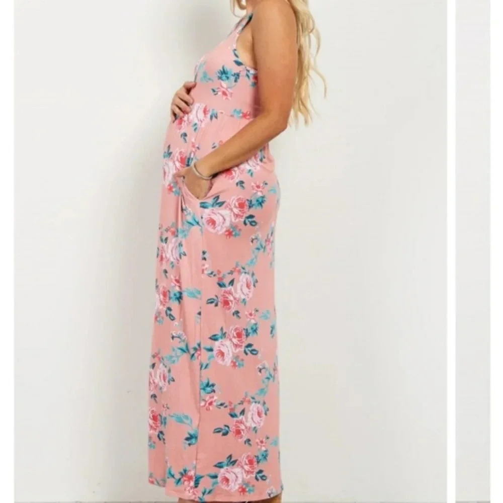 NEW*PinkBlush floral racerback maxi dress pockets - Picture 10 of 12